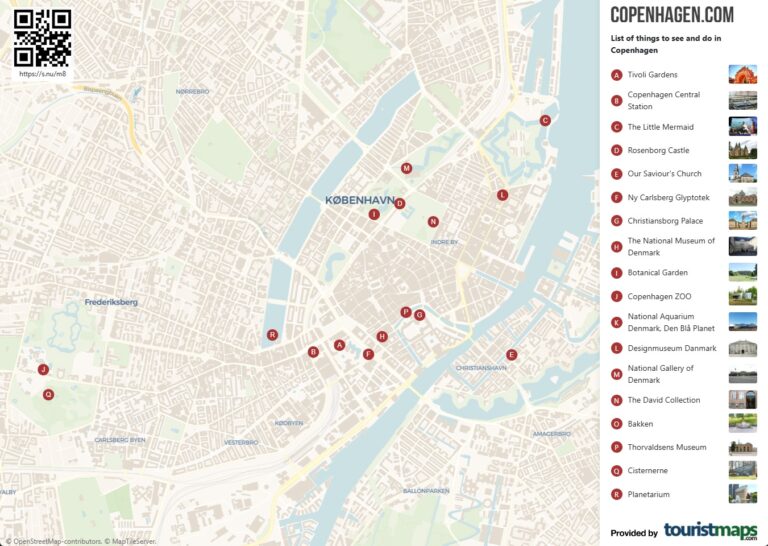 Copenhagen Map With Tourist Attractions Copenhagen