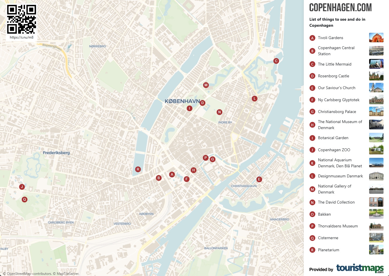Copenhagen Map With Tourist Attractions Copenhagen