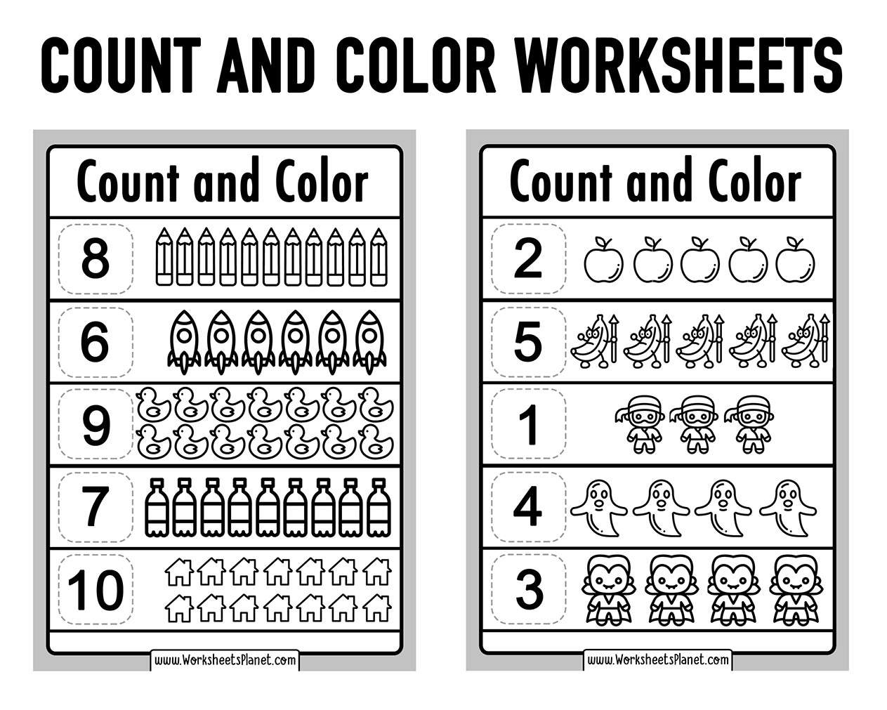 Count And Color Worksheets PRINTABLE PDF Count And Color Worksheets PRINTABLE PDF