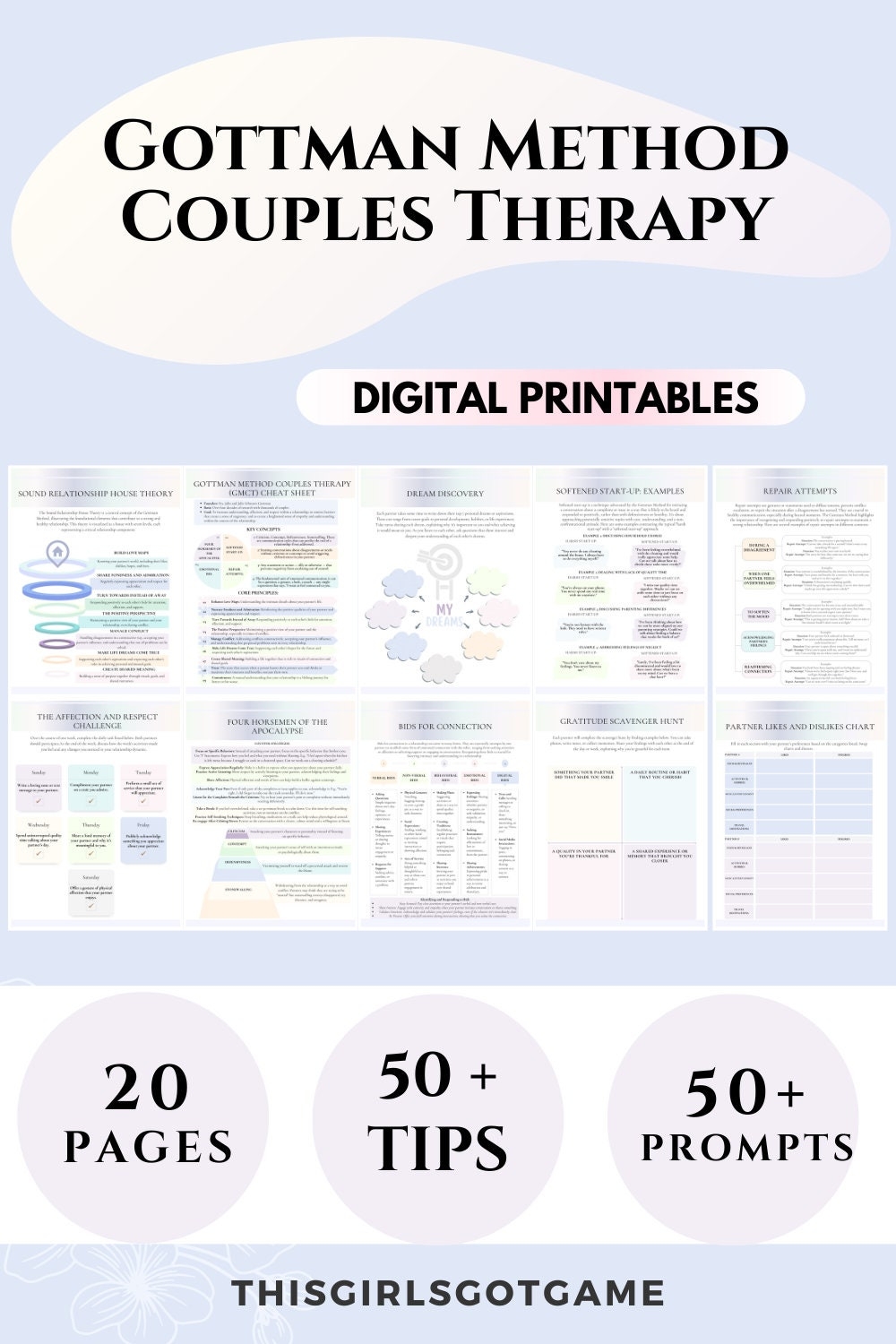 Couples Therapy Worksheets Gottman Method Psychology Marriage Counseling Trust Building Exercises Conflict Resolution Printables Self help Etsy