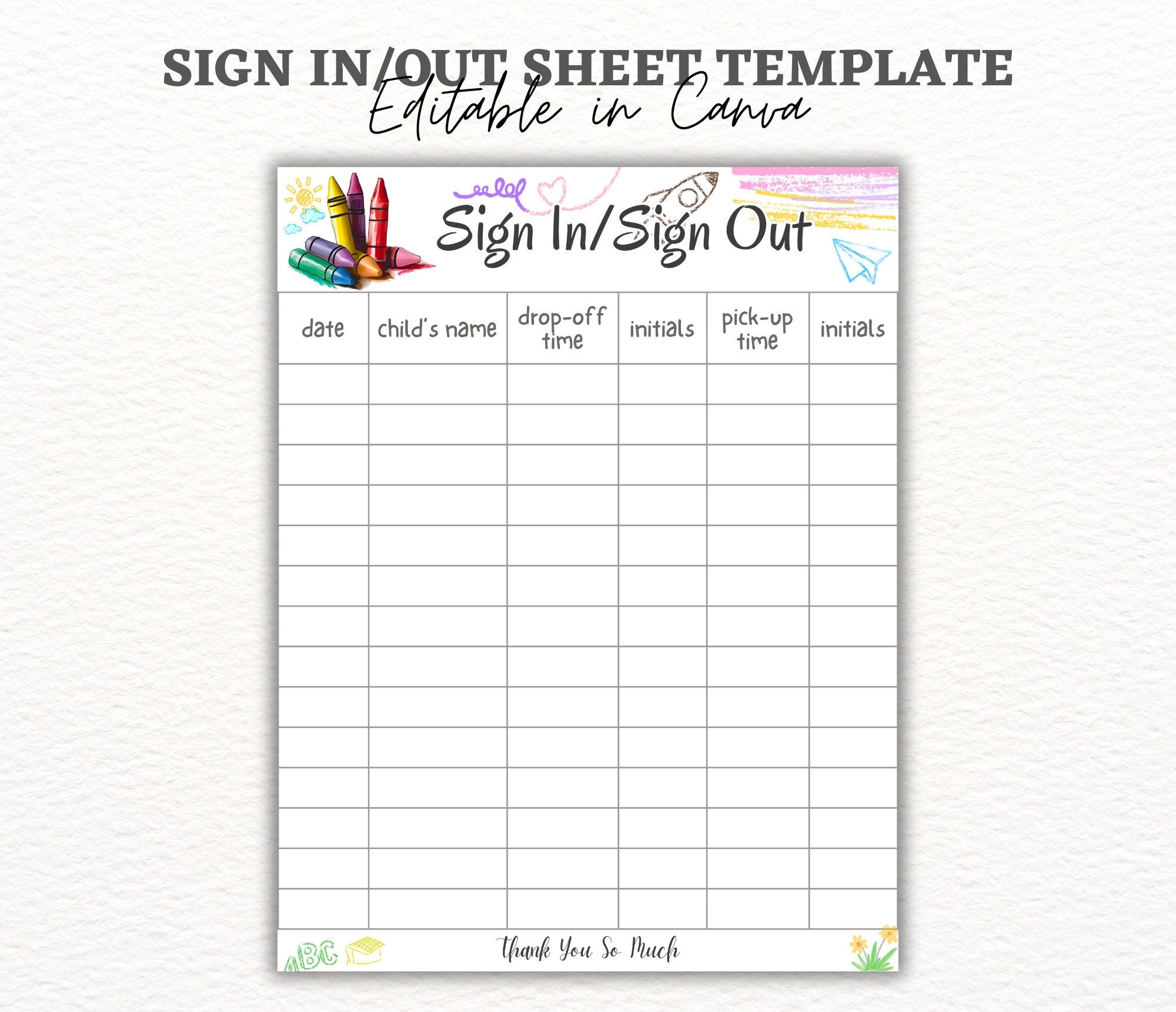 Printable Daycare Sign In Sheet