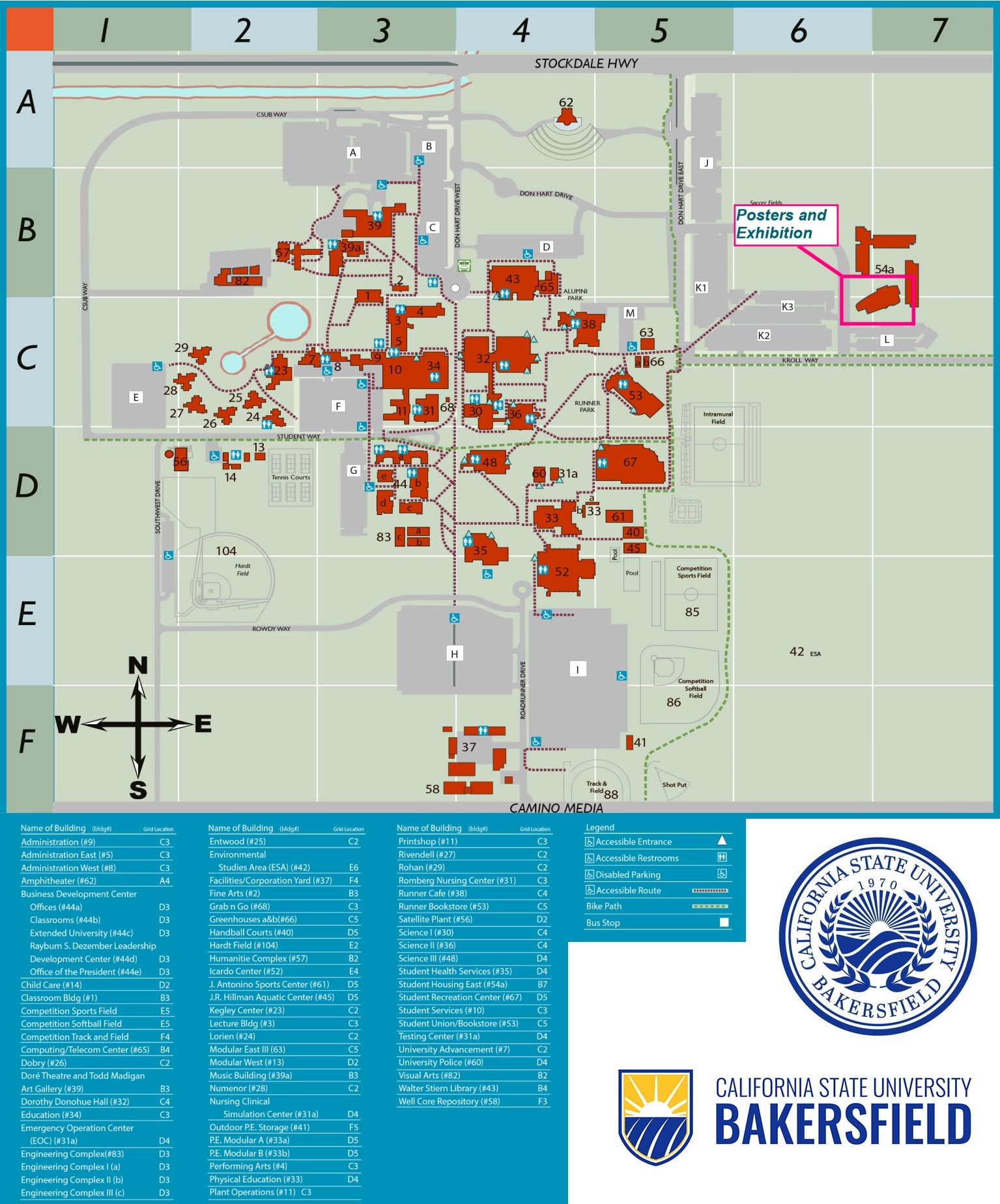 CSU Bakersfield Campus Map California State University CSUB Cal State Bakersfield Ontheworldmap