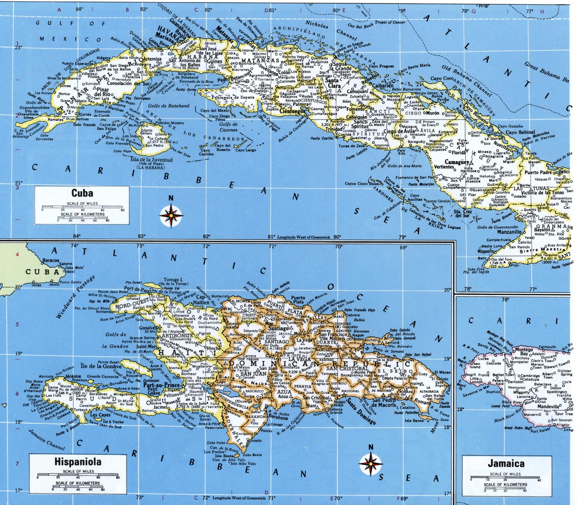 Cuba And Hispaniola Map Free Printable Map Islands Cuba And Hispaniola