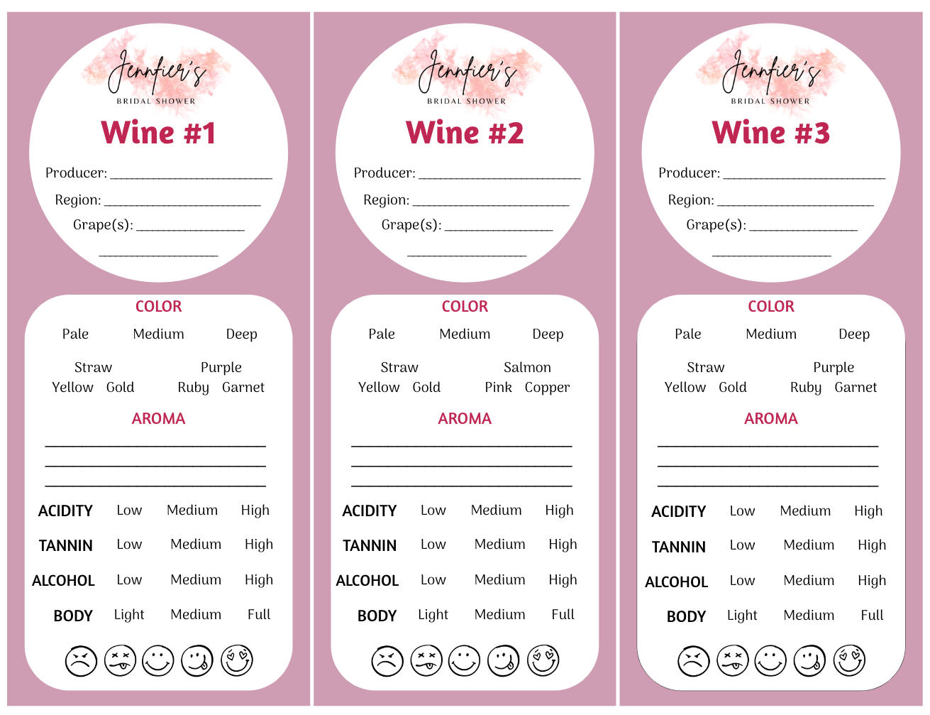 Custom Wine Tasting Placemat Custom Wine Tasting Placemat