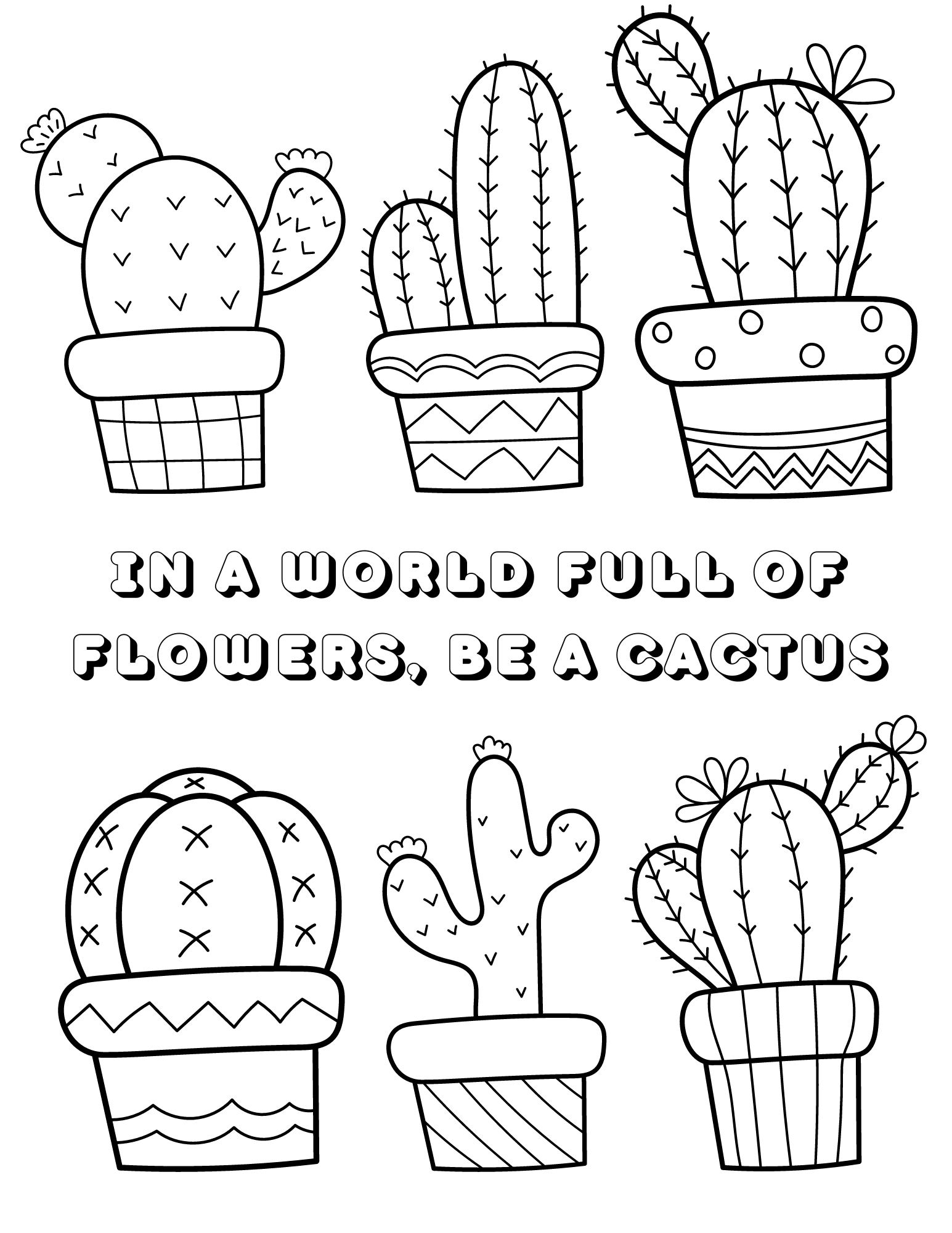 Cactus Printable Coloring Sheets