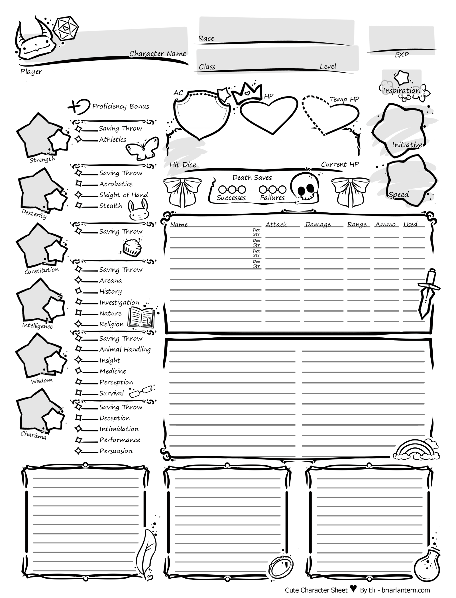 Cute Character Sheet 5th Edition Cute Character Sheet 5th Edition