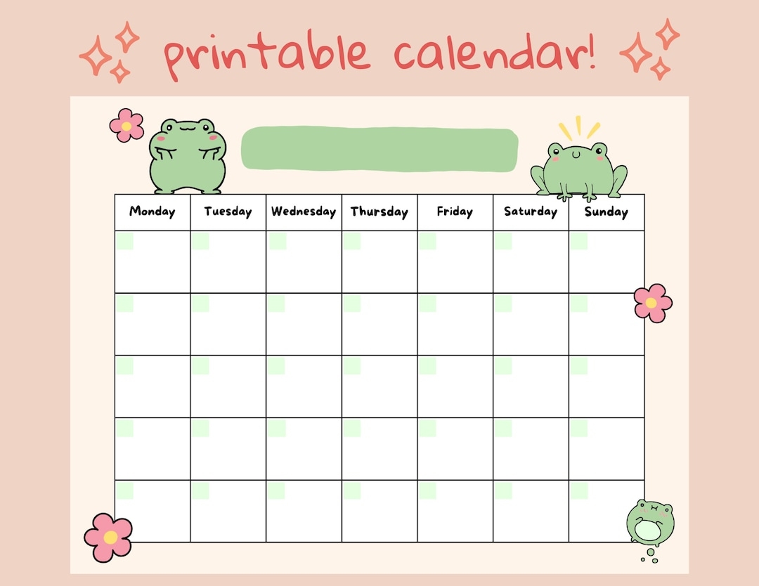 Cute Frog Open Printable Calendar Digital Download Calendar Instant Download Etsy Cute Frog Open Printable Calendar Digital Download Calendar Instant Download Etsy
