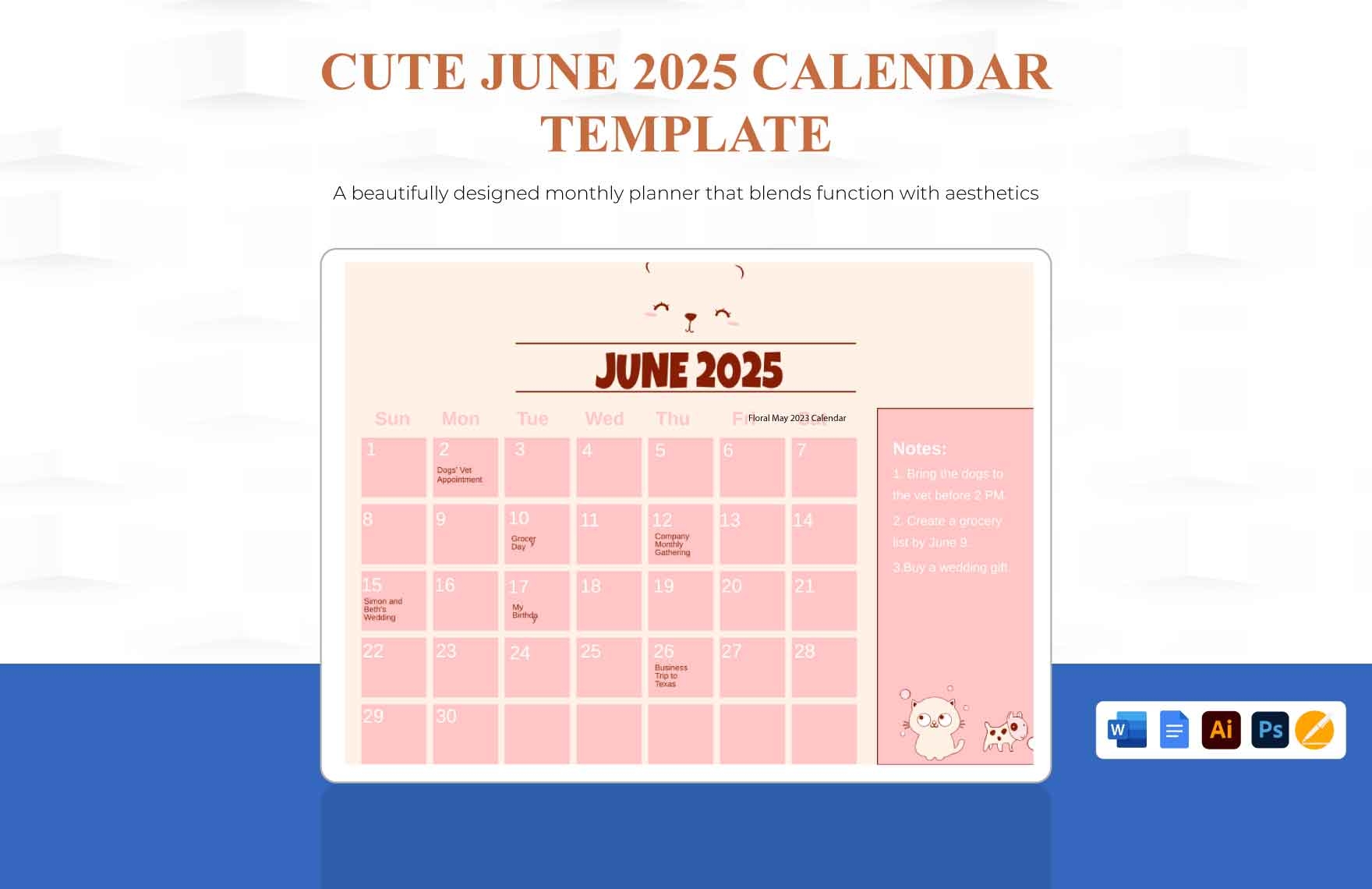 Printable June 2025 Calendar Word
