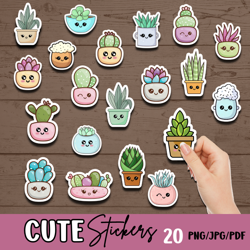 Cute Printable PNG Stickers Packaging Stickers Digital Downloads Cute Sticker Bundle Payhip