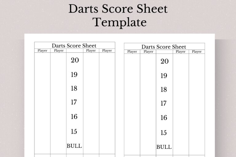 Darts Score Sheet Template Printable Darts Score Sheet Darts Game Score Sheet Printable Darts Score Card Darts Party Game Etsy