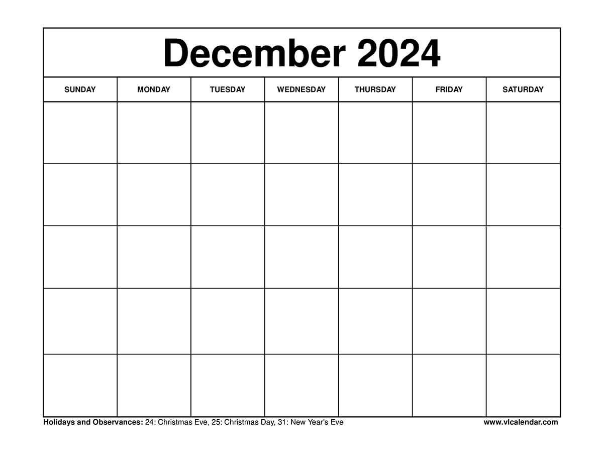 Free Printable Calendar December Free Printable Calendar December