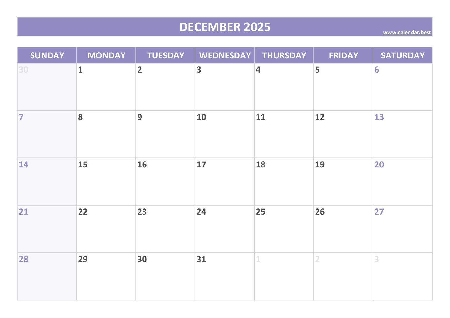 December 2025 Calendar Calendar best December 2025 Calendar Calendar best