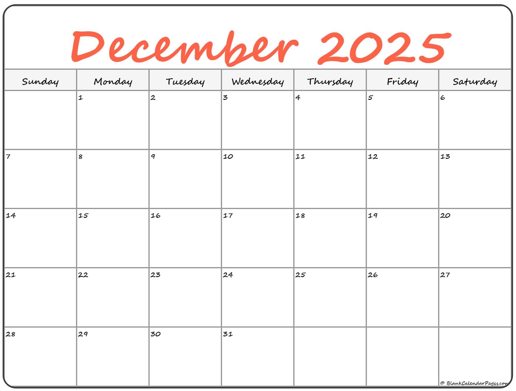 December 2025 Calendar Word December 2025 Calendar Word