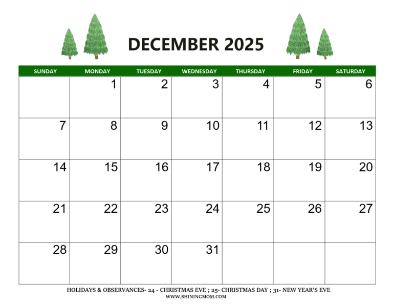 December 2025 Calendar Templates 40 Awesome Designs 
