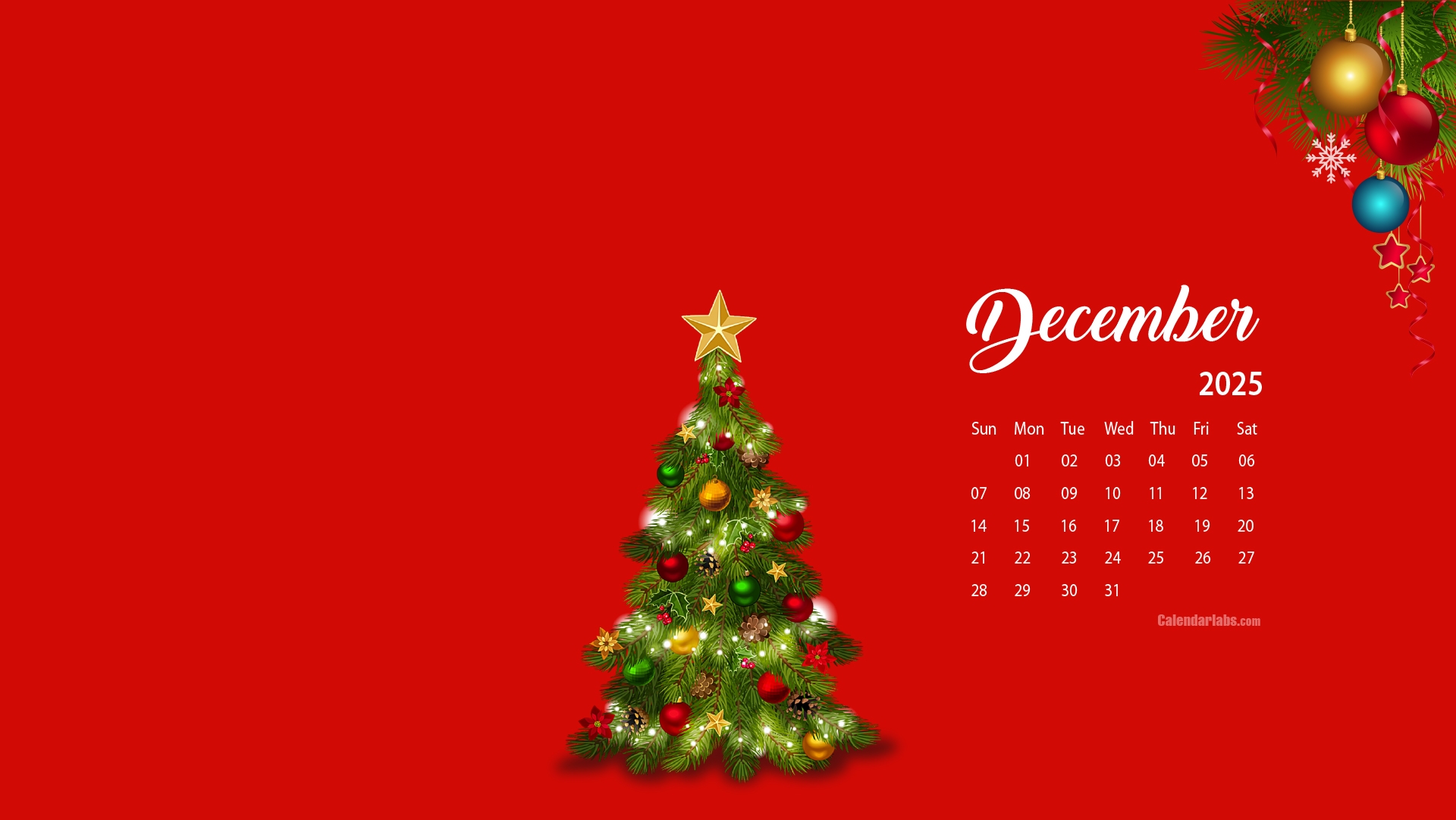 December 2025 Calendar Wallpaper