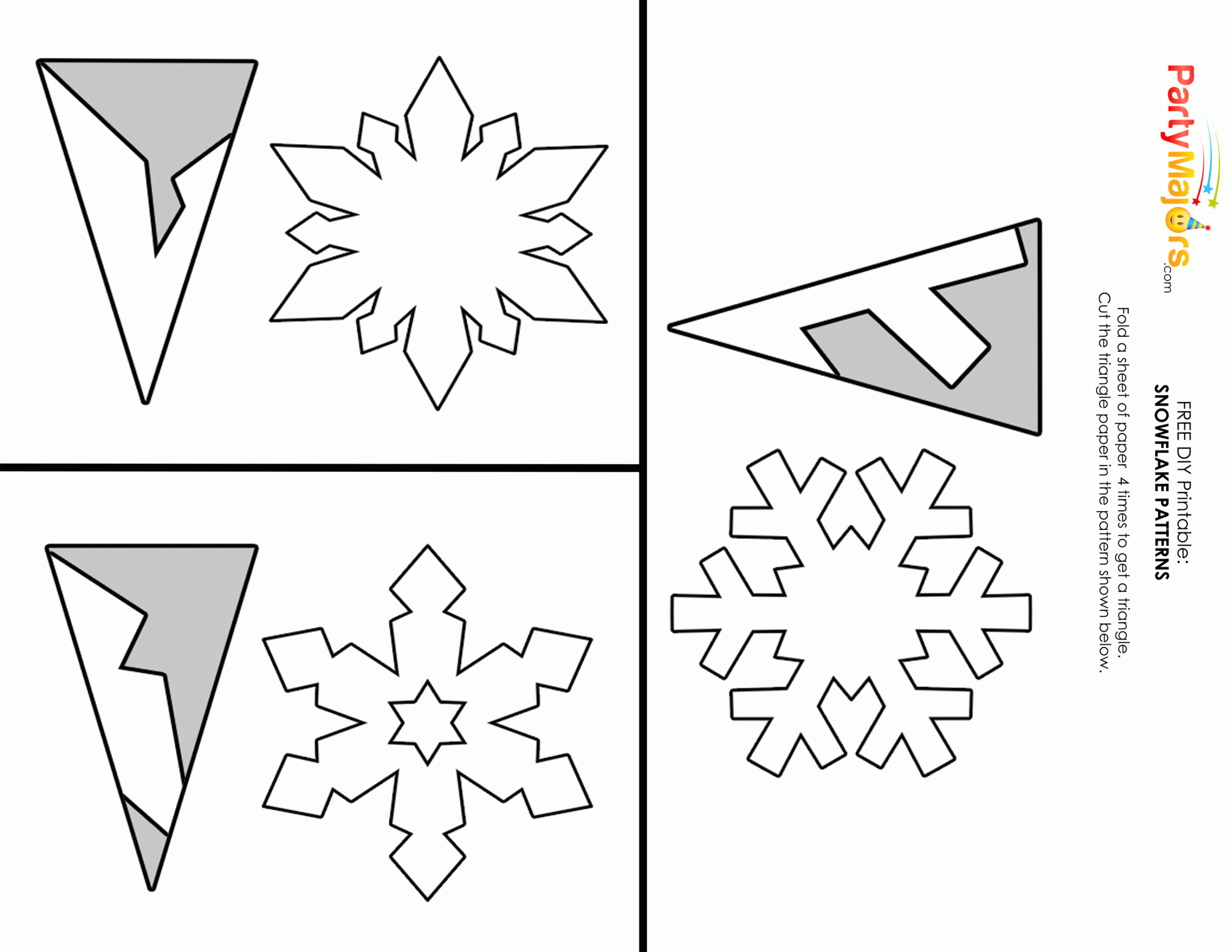 DIY Paper Snowflakes Template Easy Cut Out Decorations Worksheets Library