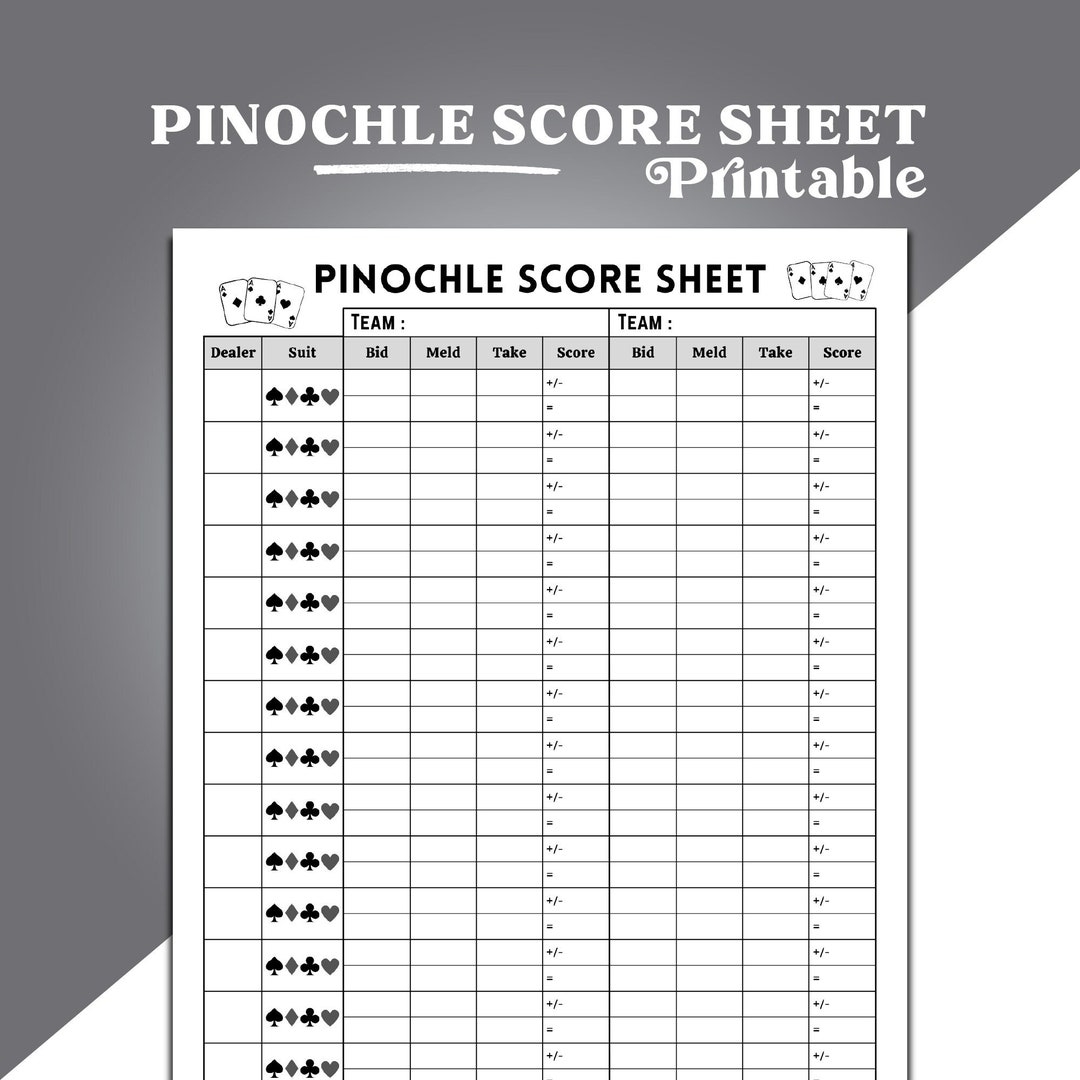 Printable Pinochle Cheat Sheet