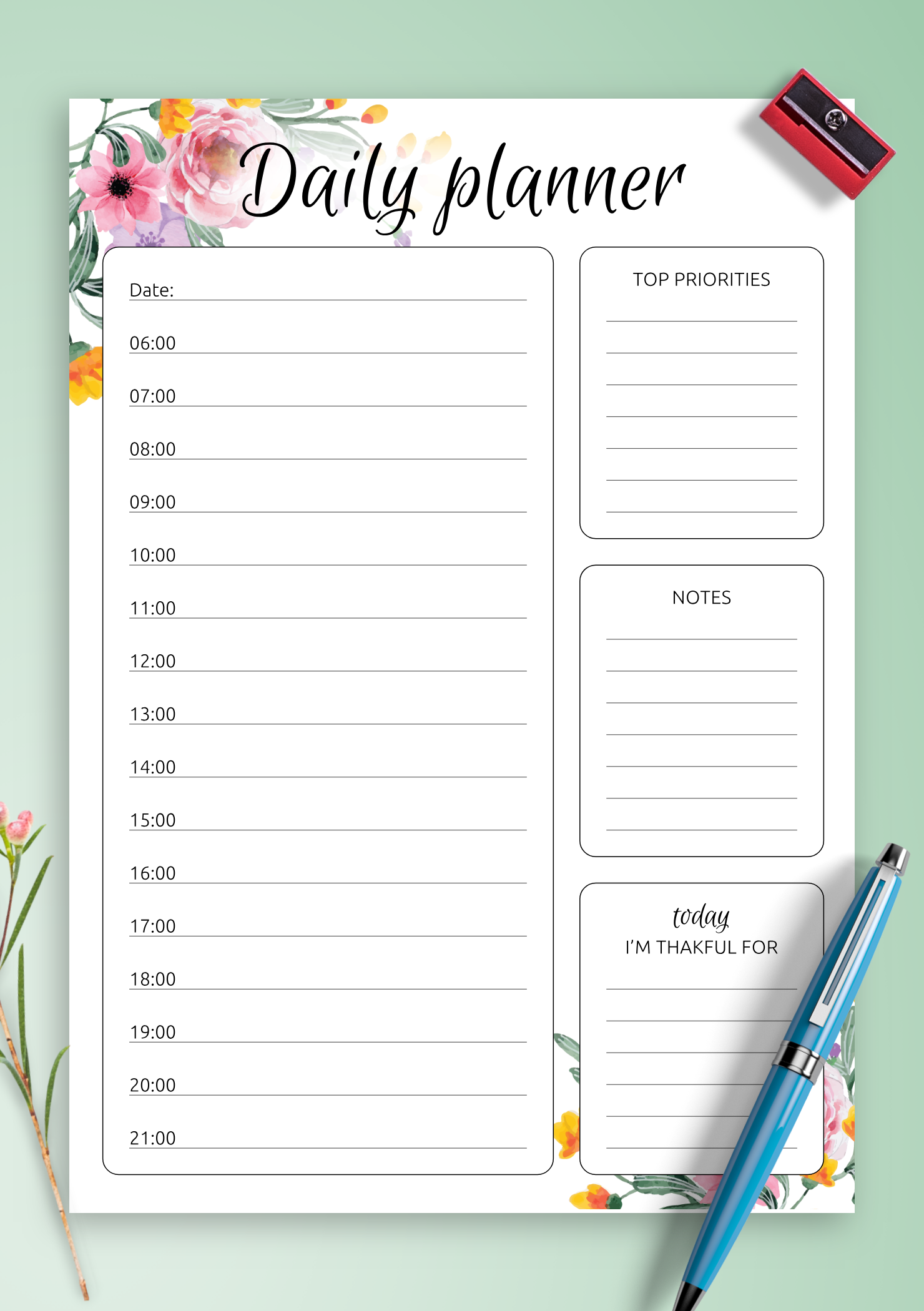 Daily Schedule Sheets Printable