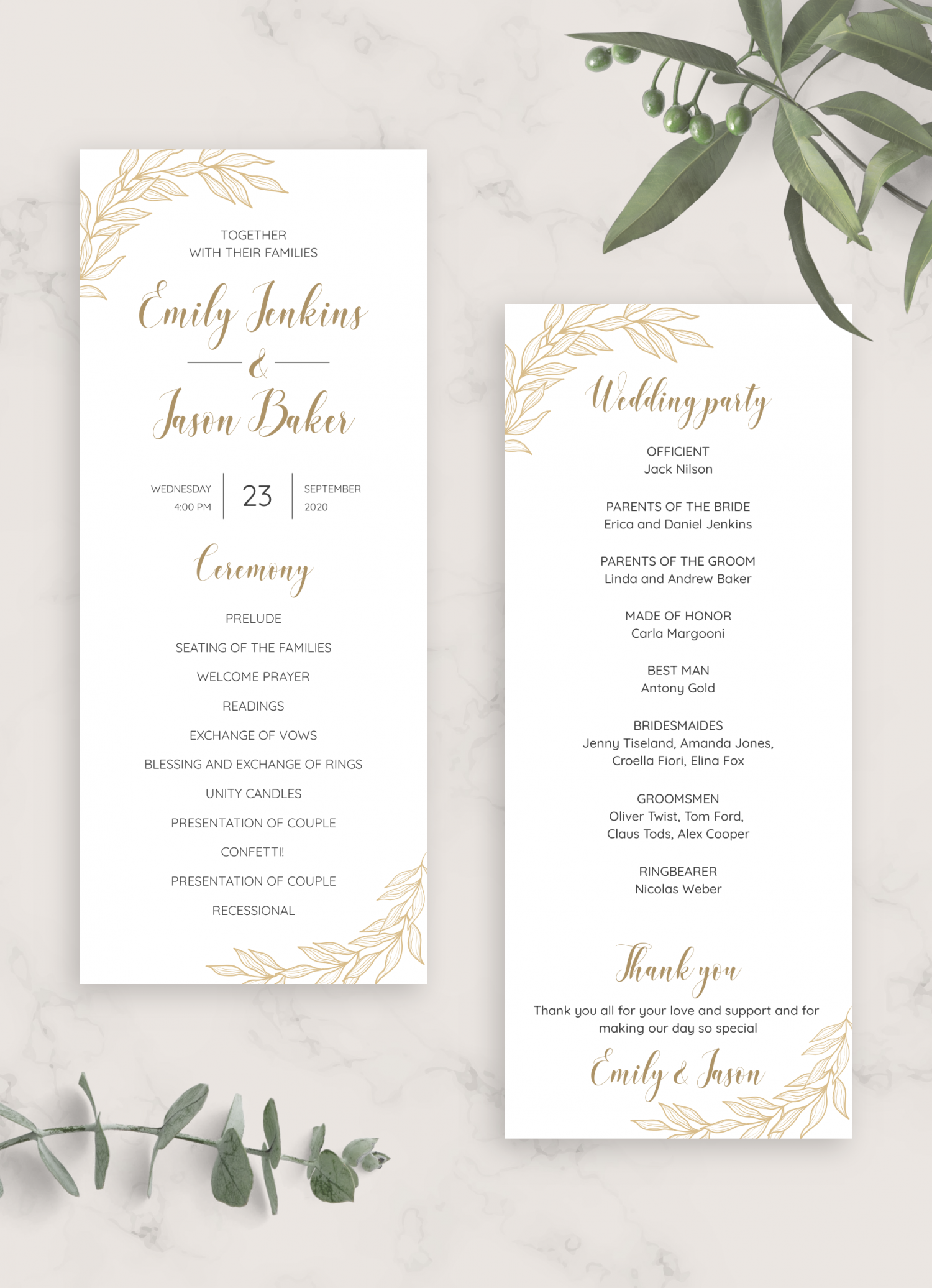 Download Printable Golden Wedding Program PDF Download Printable Golden Wedding Program PDF