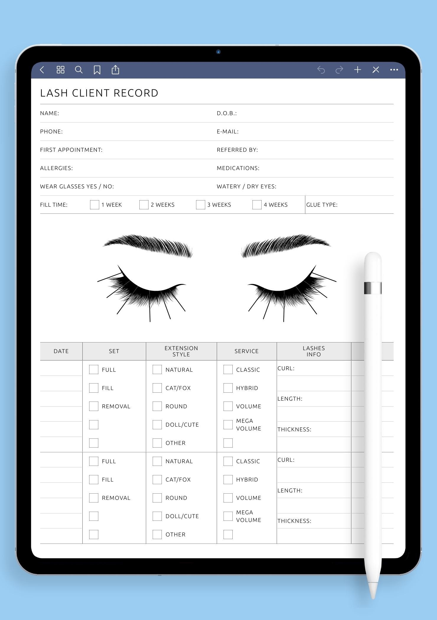 Printable Blank Lash Map Printable Blank Lash Map