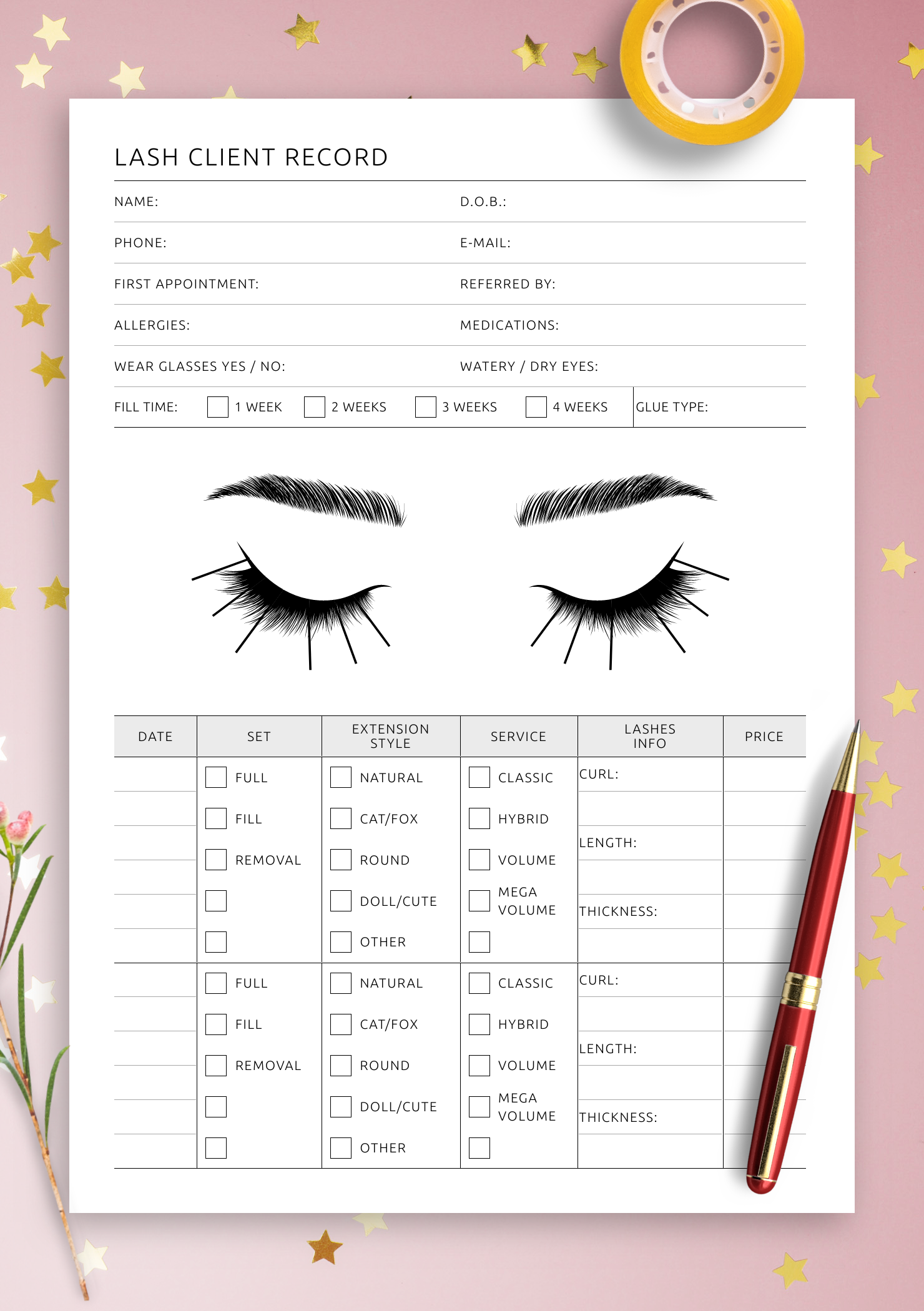 Download Printable Lash Client Record PDF Download Printable Lash Client Record PDF