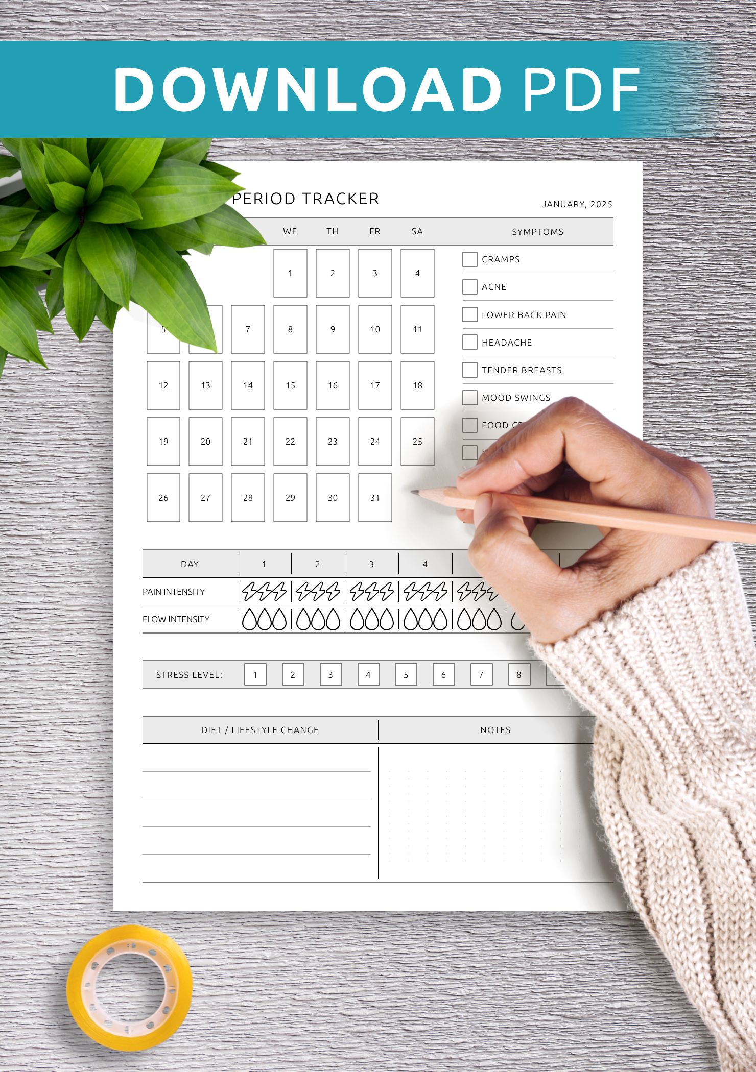 Download Printable Monthly Period Tracker PDF