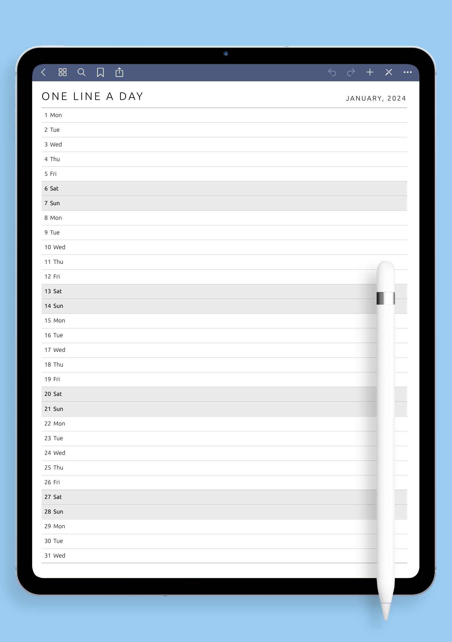 Download Printable One Line A Day Monthly Planner Template PDF Download Printable One Line A Day Monthly Planner Template PDF