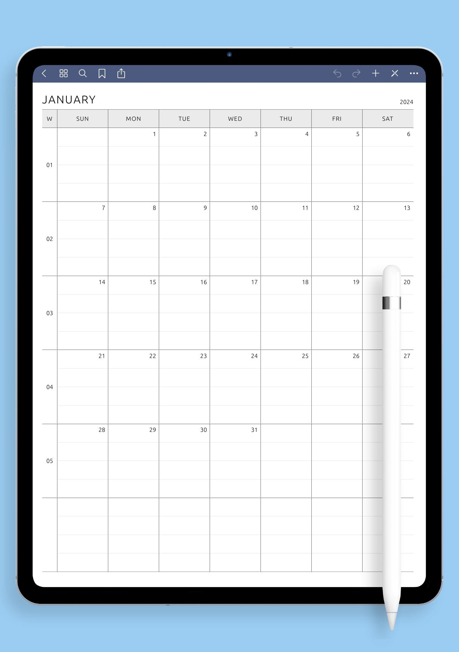 Printable Lined Monthly Calendar