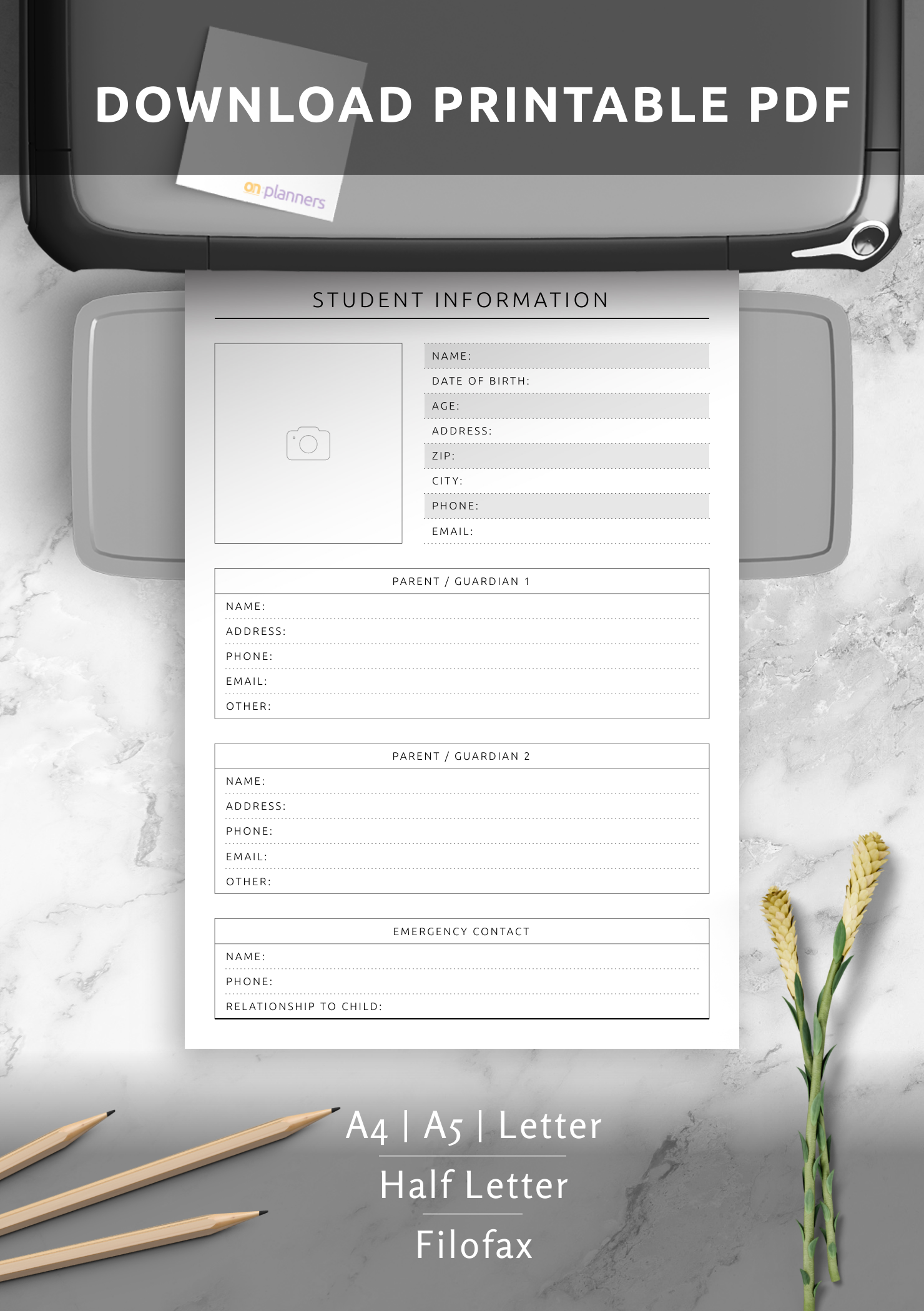 Download Printable Student Info Template PDF Download Printable Student Info Template PDF