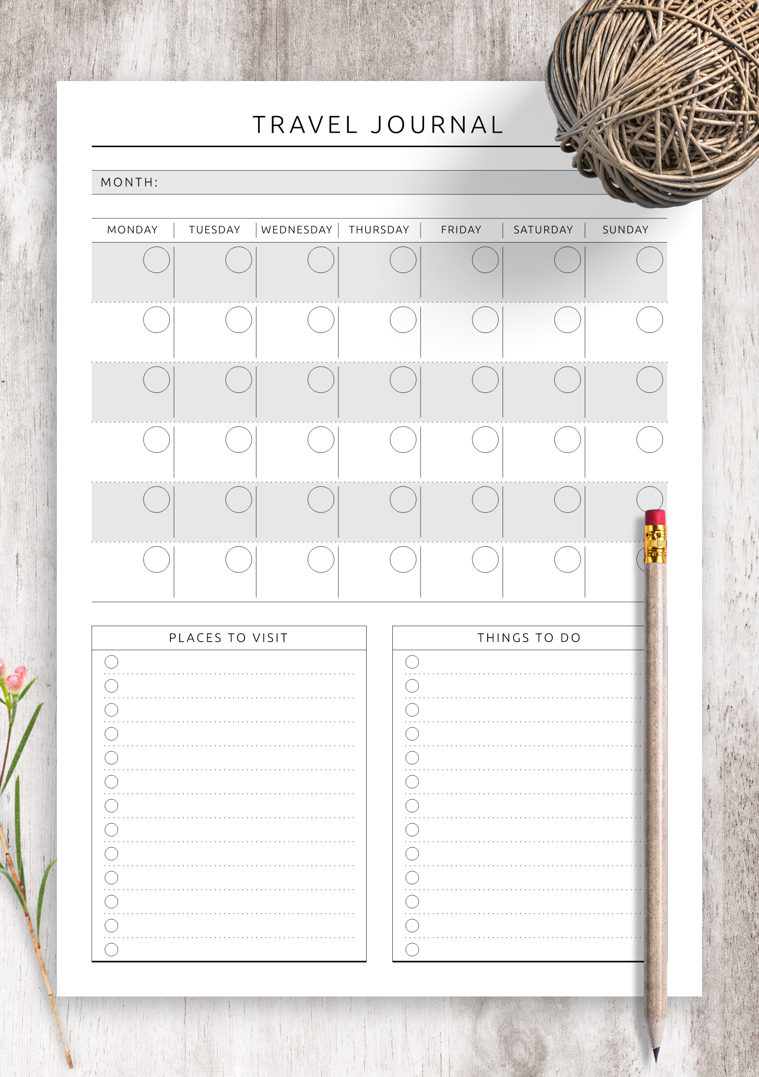 Download Printable Travel Journal Template Original Style PDF