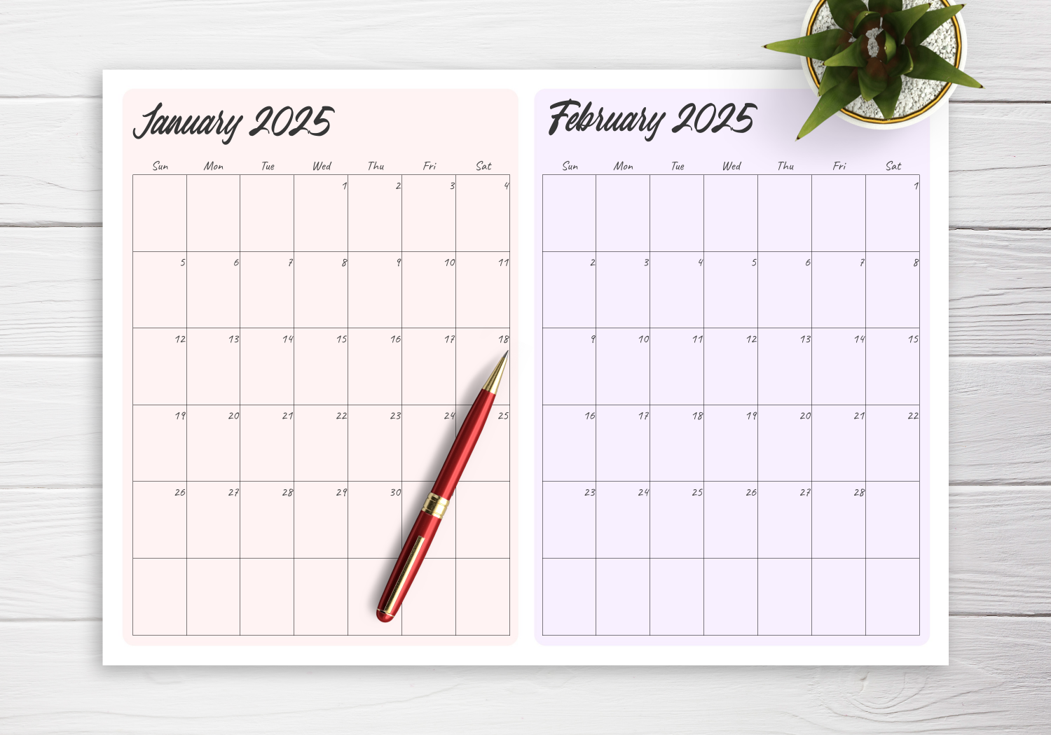 Printable Calendar 2 Pages Per Month Printable Calendar 2 Pages Per Month