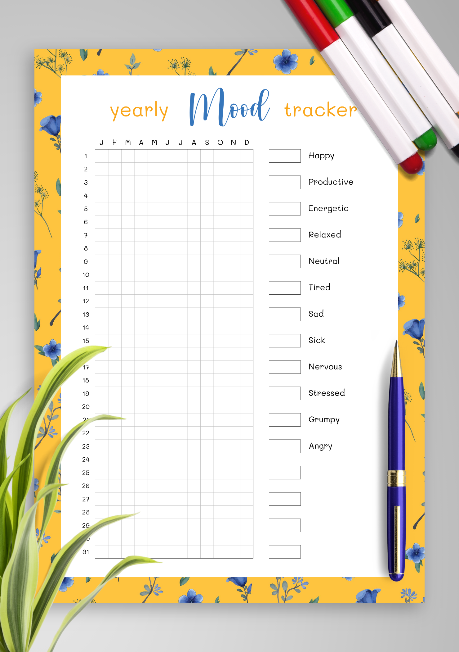 Mood Calendar Printable