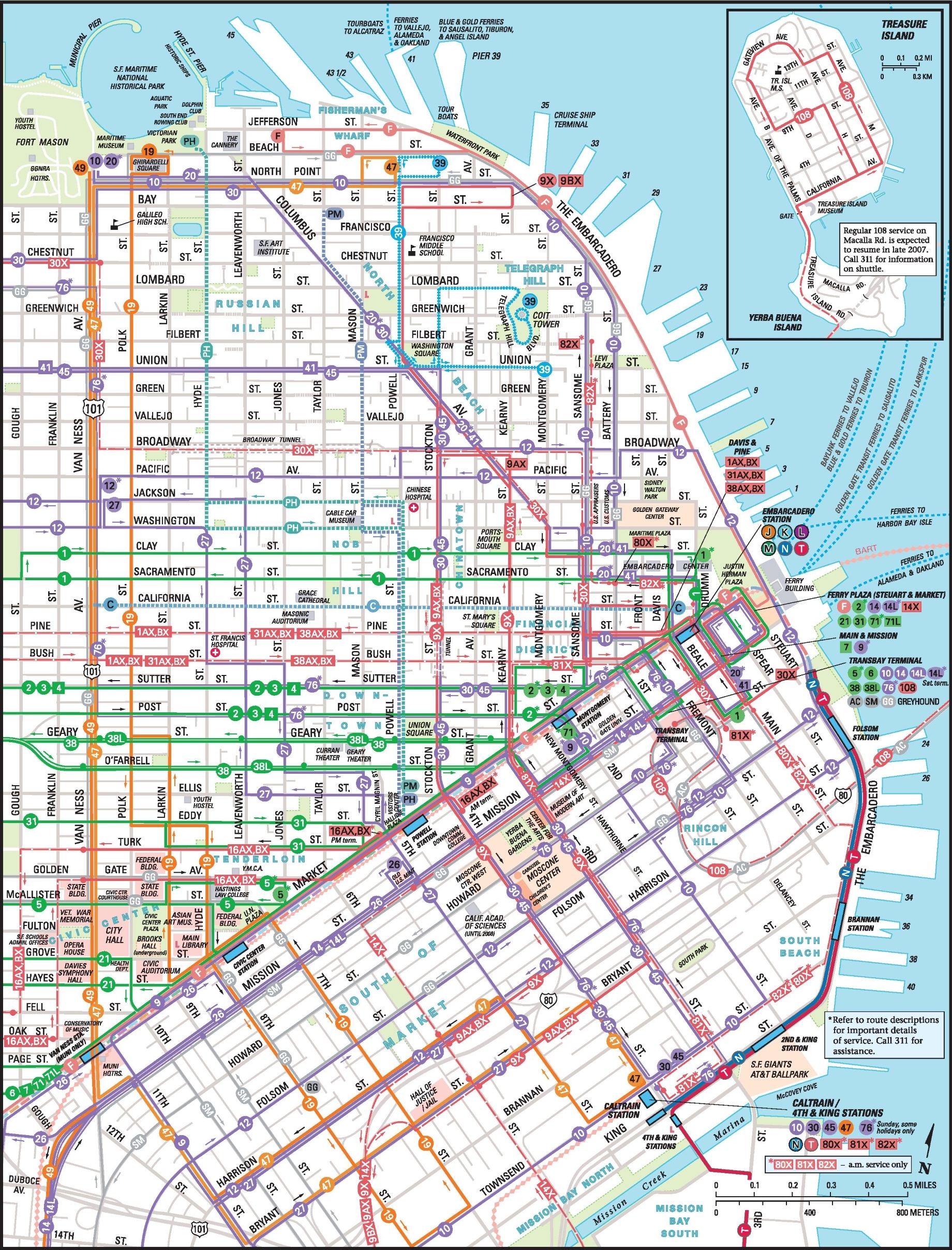 Downtown San Francisco Muni Map Ontheworldmap