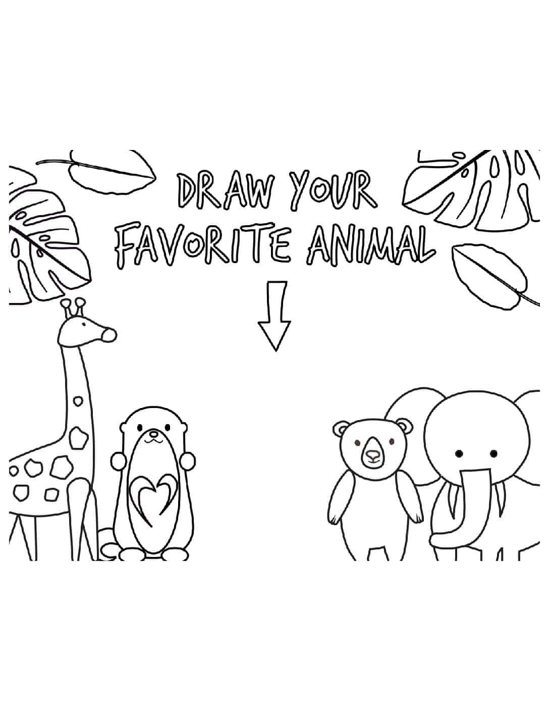 Draw your favorite animal coloring printable Embrella