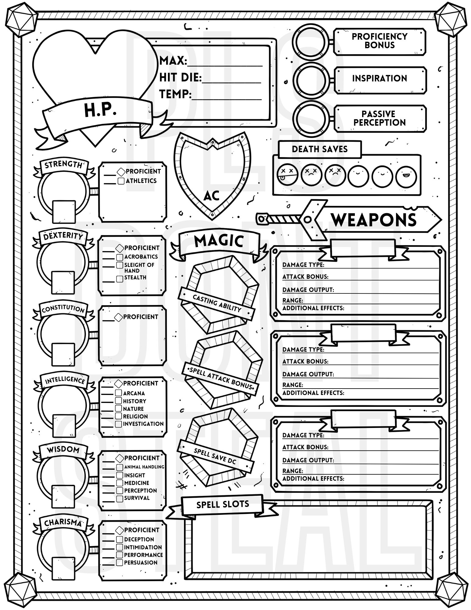 Dungeons And Dragons EDITABLE PDF And Downloadable Character Sheet Etsy Dungeons And Dragons EDITABLE PDF And Downloadable Character Sheet Etsy