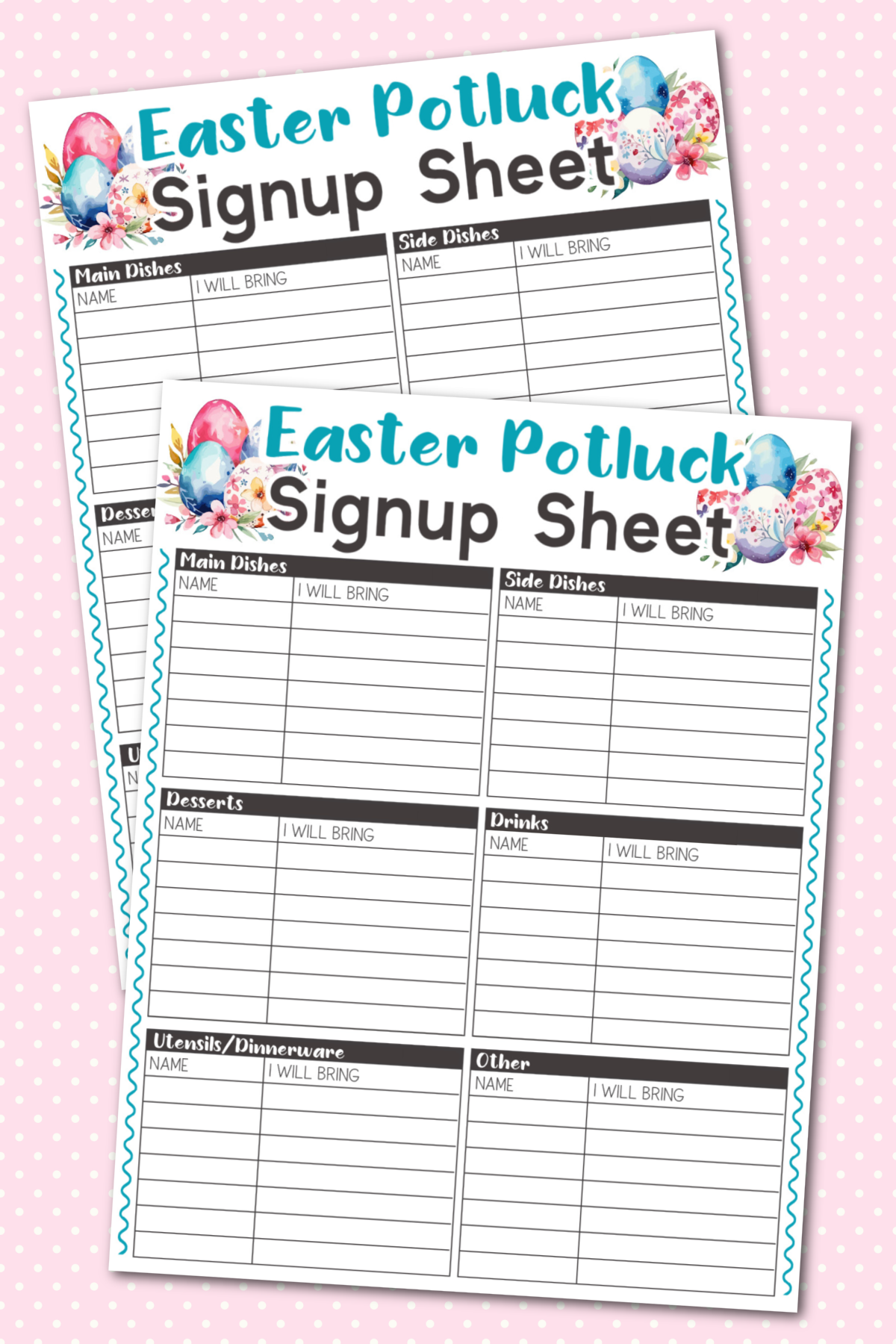 Easter Potluck Sign Up Sheet Printable