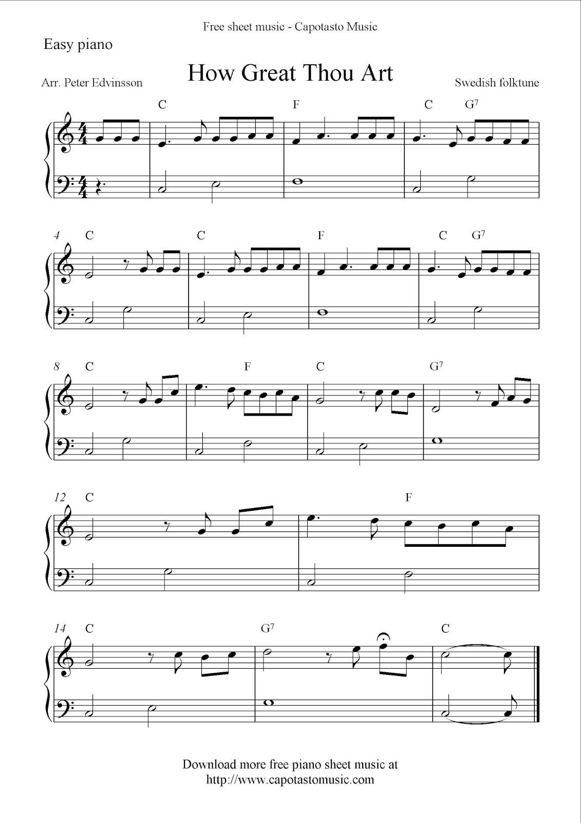 Easy Sheet Music For Beginners Free Easy Piano Sheet Music How Great Thou Art