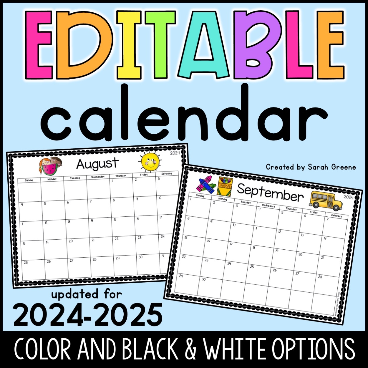 Editable Calendar 2024 2025 Made By Teachers Editable Calendar 2024 2025 Made By Teachers
