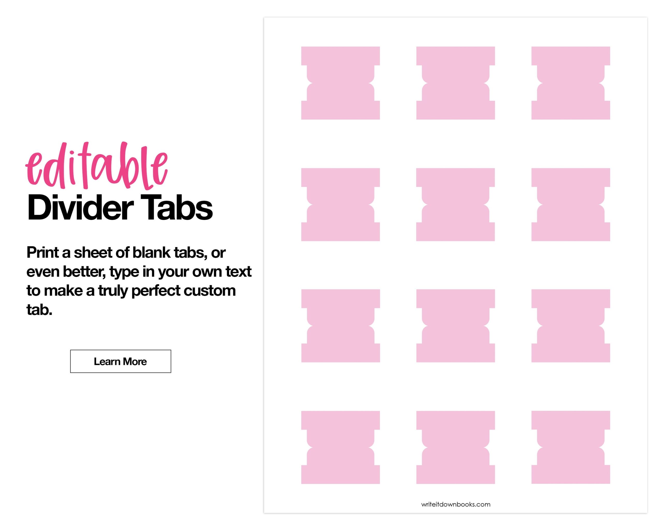 Free Printable Printable Divider Tabs Template Free Printable Printable Divider Tabs Template