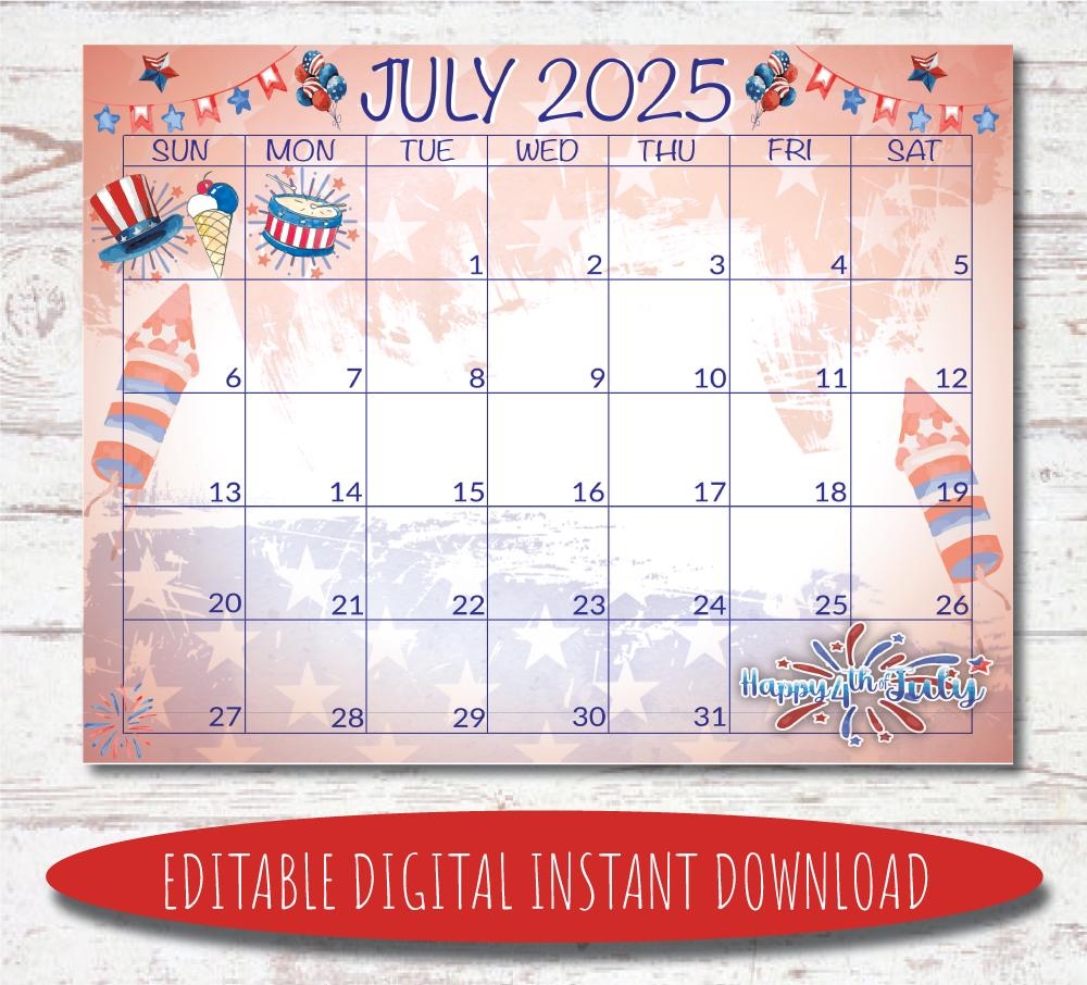 July 2025 Calendar With Holidays Printable