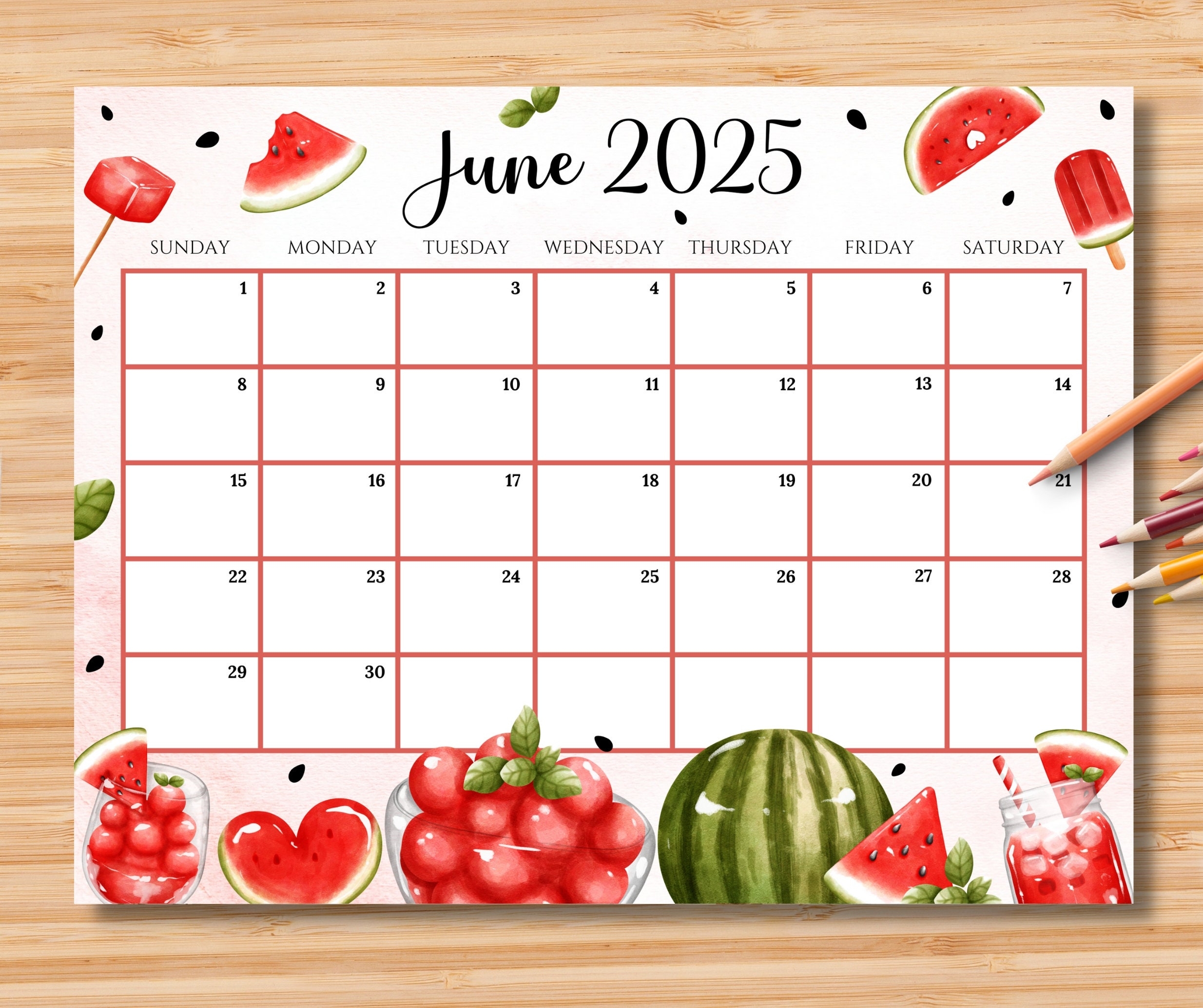 EDITABLE June 2025 Calendar Happy Summer W sweet U0026 Colorful EDITABLE June 2025 Calendar Happy Summer W sweet U0026 Colorful