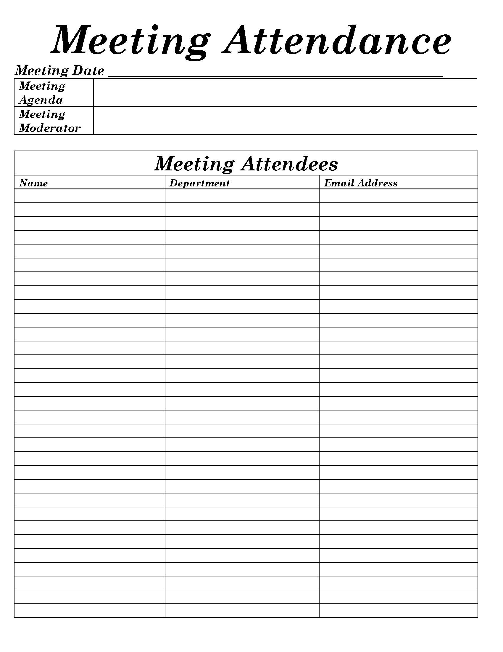 Editable Meeting Sign in Sheet Template Printable Contact Form PDF Etsy
