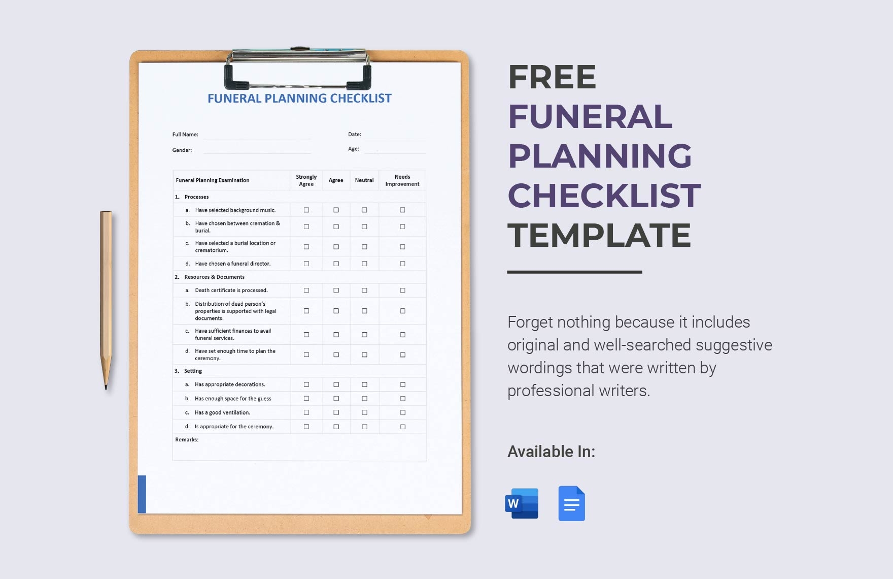Free Printable Planning Checklist Template