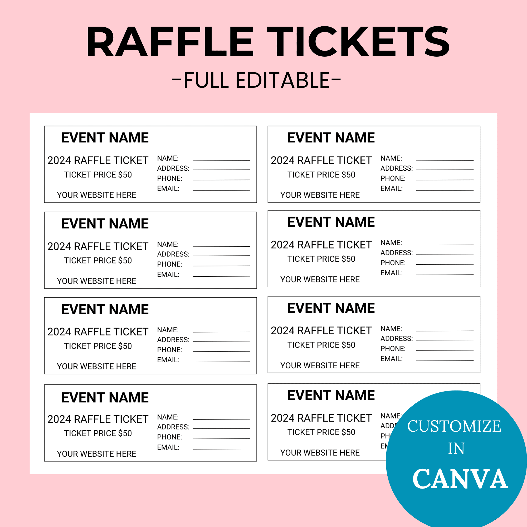Editable Raffle Ticket Printable