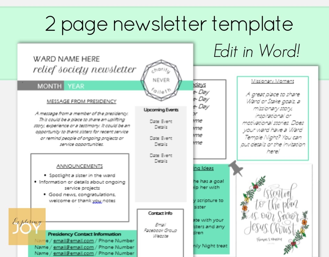 Free Printable Relief Society Newsletter Template