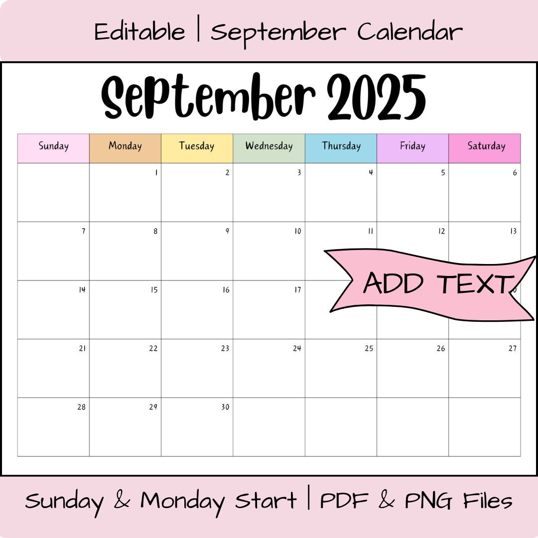 Editable September 2025 Calendar Printable Digital Download Wall Calendar Planner Fall Calendar Rainbow School Planner Etsy Editable September 2025 Calendar Printable Digital Download Wall Calendar Planner Fall Calendar Rainbow School Planner Etsy