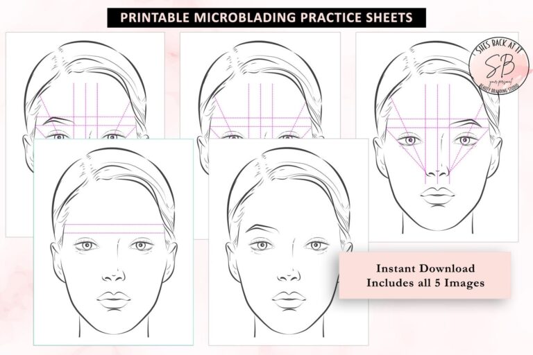 Eyebrow Mapping Practice Sheets Microblading Pattern Printable Microblading Practice Microblading Training Eyebrow Mapping PMU Training Etsy Hong Kong