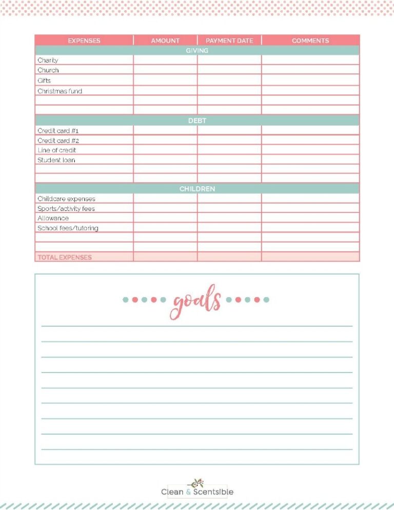 Family Binder Budgeting Printables Clean And Scentsible