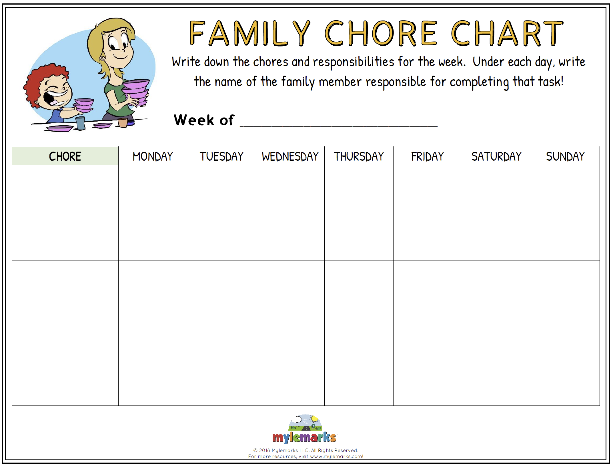 Family Chore Chart F Family Chore Chart F