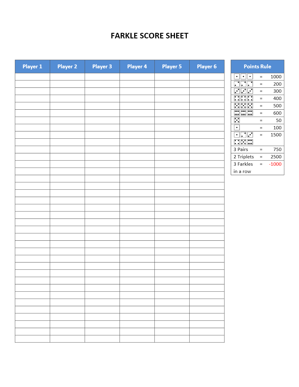 Farkle Scorecard Archives Freewordtemplates